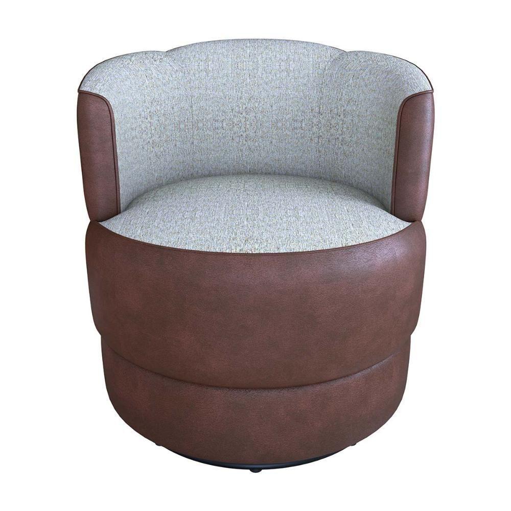 Poltrona Decorativa Giratória Base De Ferro Marselha Boucle Cinza Matrix Sintetico Rustico Milleniun Cinza - 2