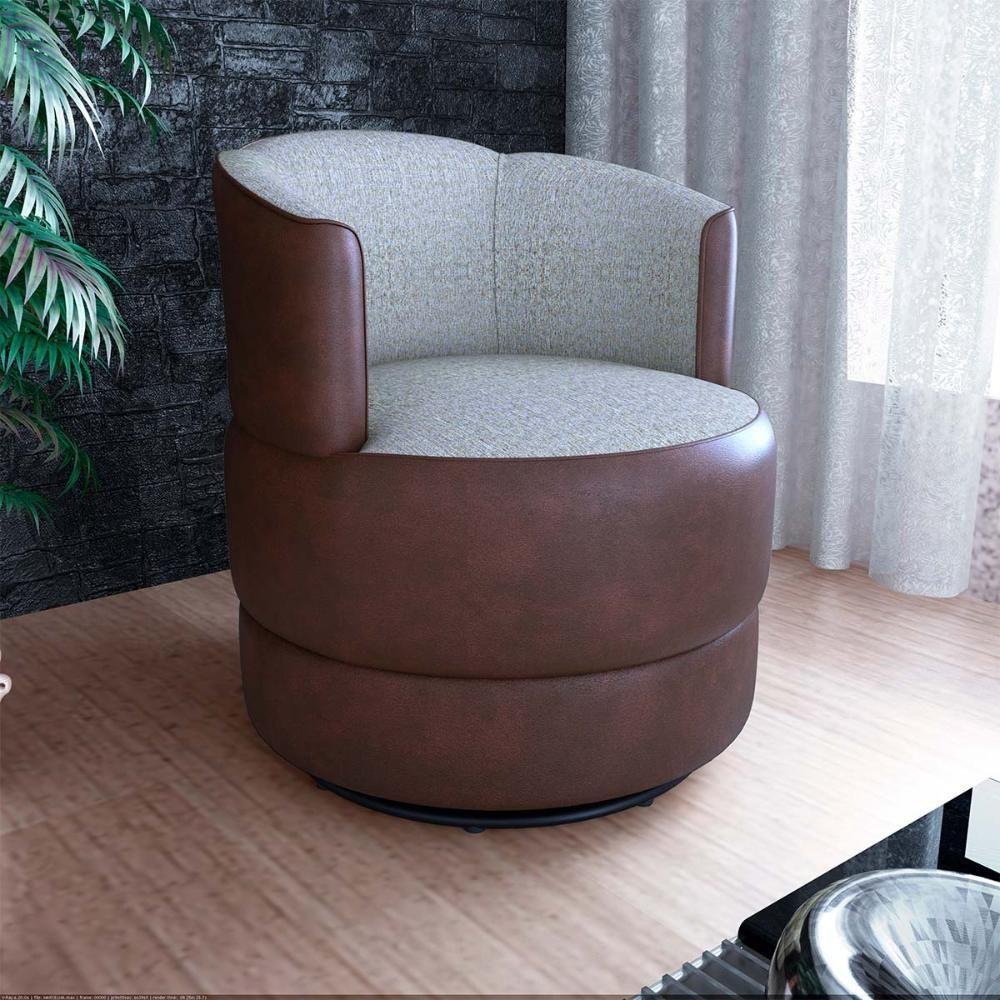 Poltrona Decorativa Giratória Base De Ferro Marselha Boucle Cinza Matrix Sintetico Rustico Milleniun Cinza - 4