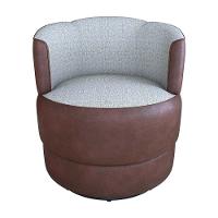 Poltrona Decorativa Giratória Base De Ferro Marselha Boucle Cinza Matrix Sintetico Rustico Milleniun Cinza - 2