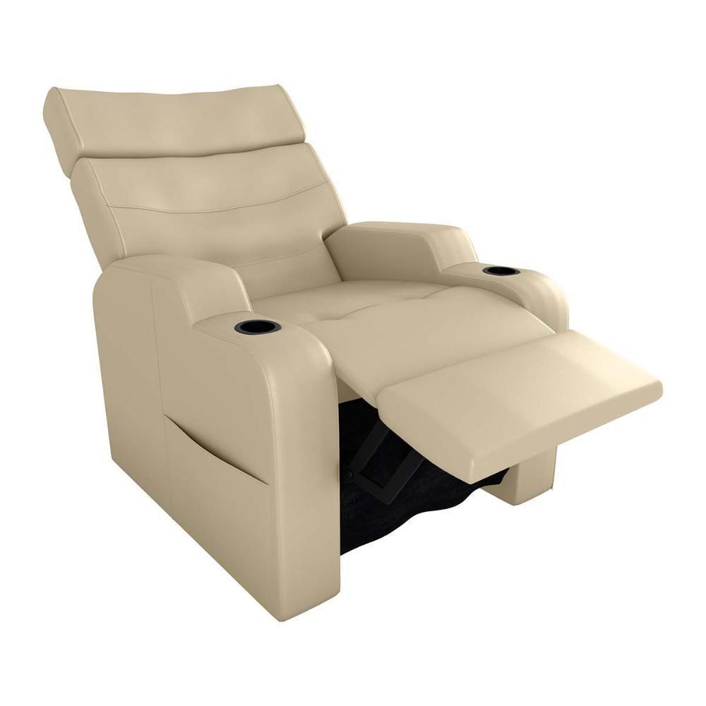Poltrona Reclinável Do Papaicom Porta Copos Porta Controle Toro Bege Matrix Sintetico Bege - 3