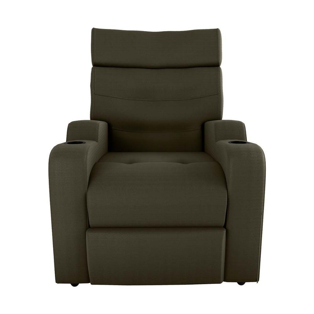 Poltrona Reclinável Do Papaicom Porta Copos Porta Controle Toro Veludo Marrom Matrix Veludo Turkey Marrom - 4