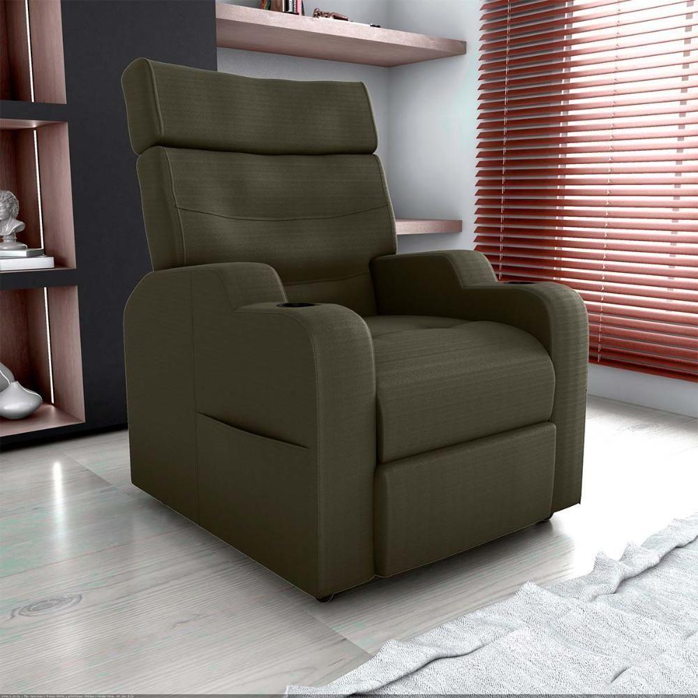 Poltrona Reclinável Do Papaicom Porta Copos Porta Controle Toro Veludo Marrom Matrix Veludo Turkey Marrom - 6