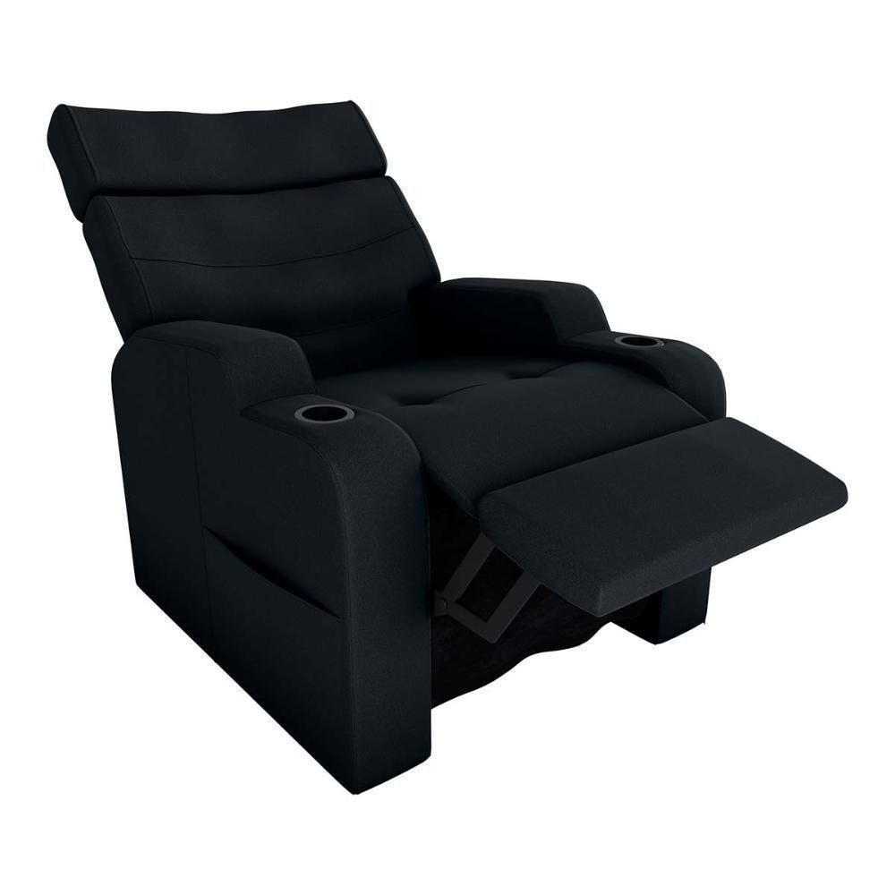 Poltrona Reclinável Do Papaicom Porta Copos Porta Controle Toro Preto Matrix Veludo Inca Preto - 2