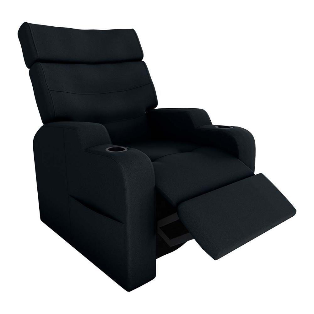 Poltrona Reclinável Do Papaicom Porta Copos Porta Controle Toro Preto Matrix Veludo Inca Preto - 3