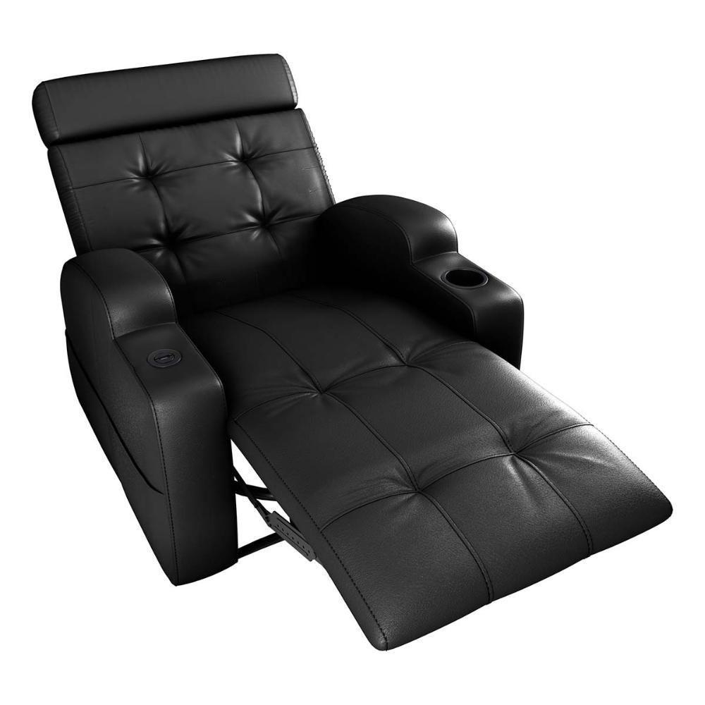 Poltrona Reclinável Do Papai Automática Com Usb E Porta Copos Cherokee Sintetico Preto Matrix Sintetico Preto - 3