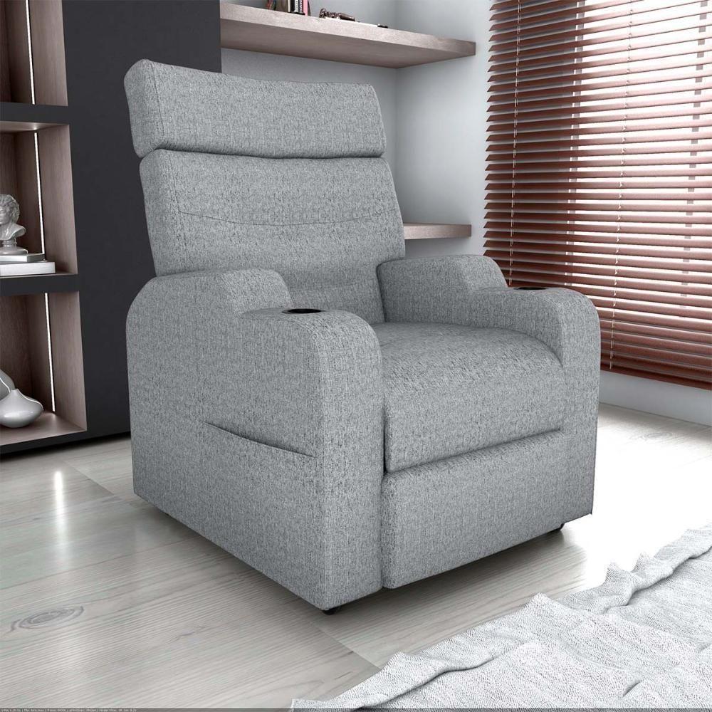 Poltrona Reclinável Do Papaicom Porta Copos Porta Controle Toro Boucle Cinza Matrix Boucle Cinza - 3