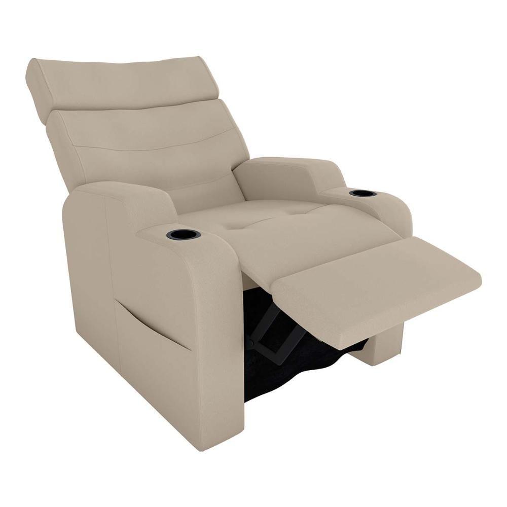 Poltrona Reclinável Do Papaicom Porta Copos Porta Controle Toro Cappucino Matrix Veludo Capuccino - 3
