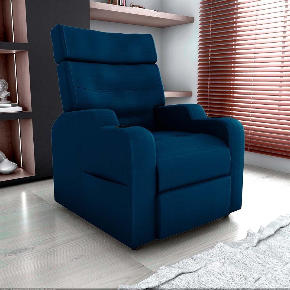 Poltrona Reclinável Do Papaicom Porta Copos Porta Controle Toro Petroleo Matrix Veludo Turkey Petróleo - 6