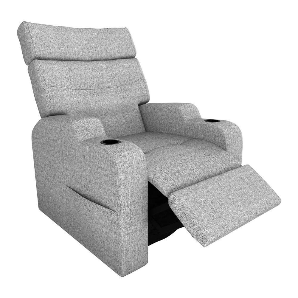 Poltrona Reclinável Do Papaicom Porta Copos Porta Controle Toro Linho Cinza Matrix Linho Cinza - 2