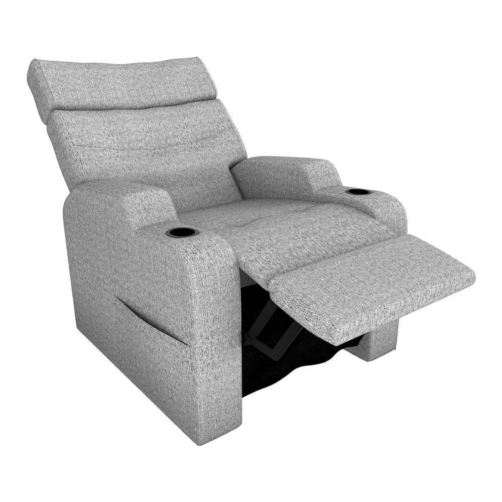 Poltrona Reclinável Do Papaicom Porta Copos Porta Controle Toro Linho Cinza Matrix Linho Cinza - 3