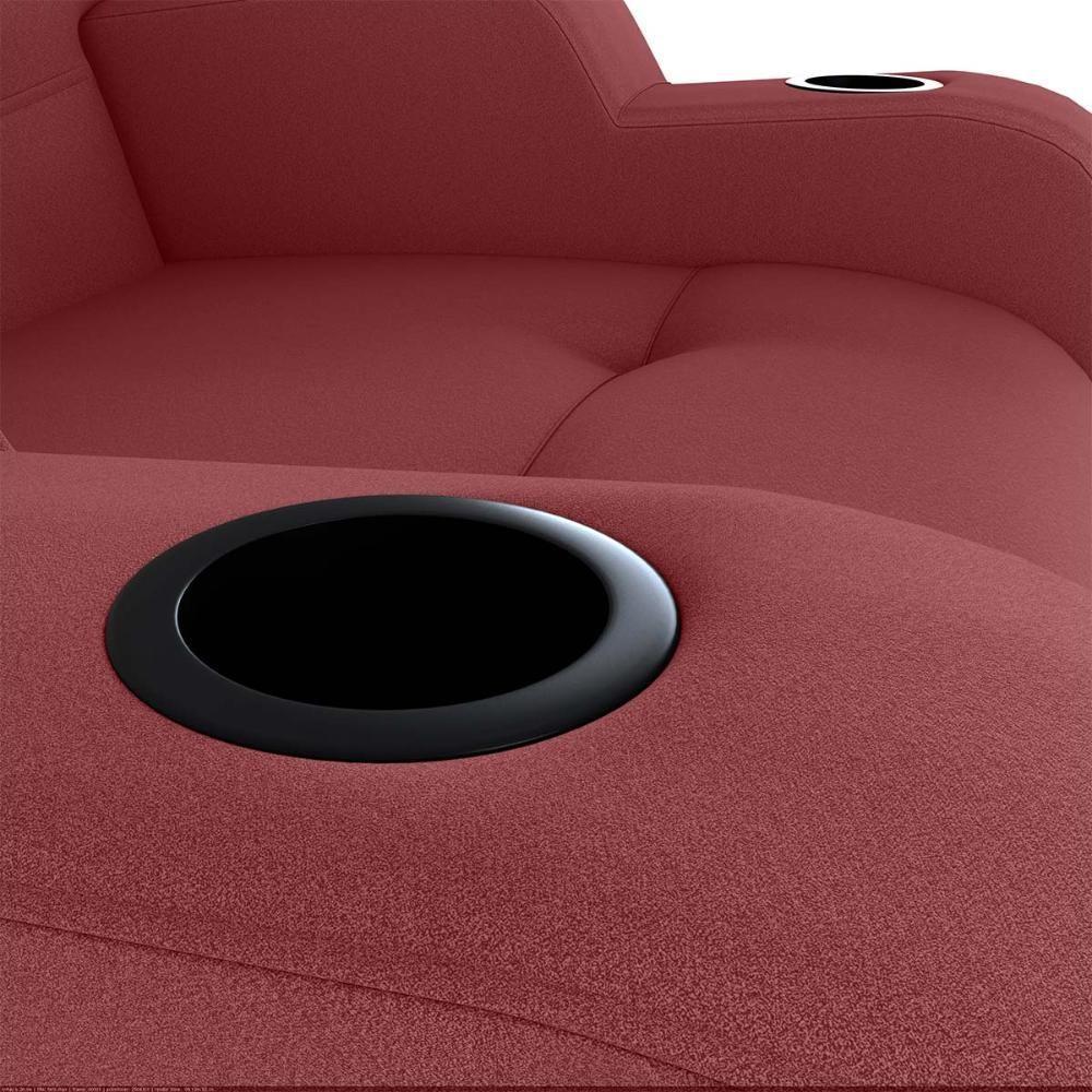 Poltrona Reclinável Do Papaicom Porta Copos Porta Controle Toro Vermelho Matrix Veludo Vermelho - 5