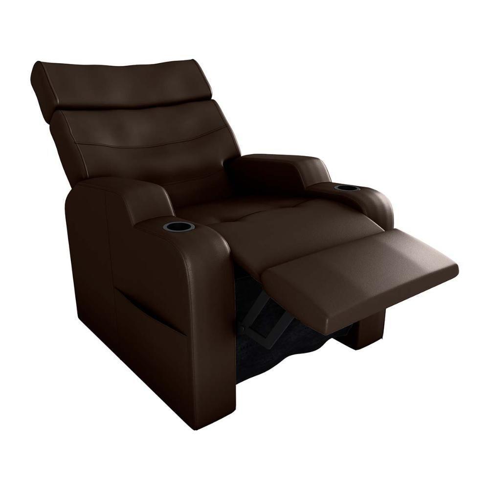 Poltrona Reclinável Do Papaicom Porta Copos Porta Controle Toro Sintetico Marrom Matrix Sintetico Marrom - 3