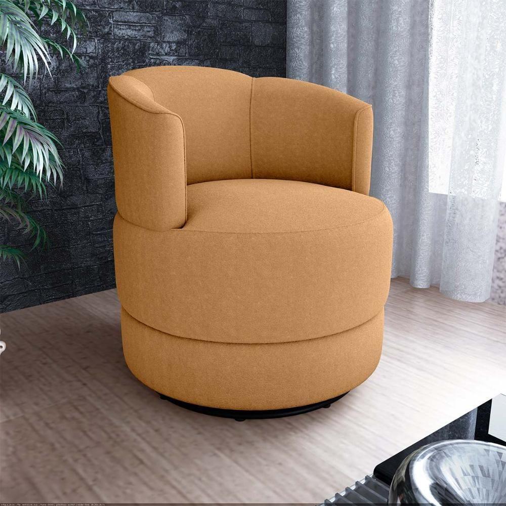 Poltrona Decorativa Giratória Base De Ferro Marselha Boucle Mostarda Matrix Boucle Mostarda - 4