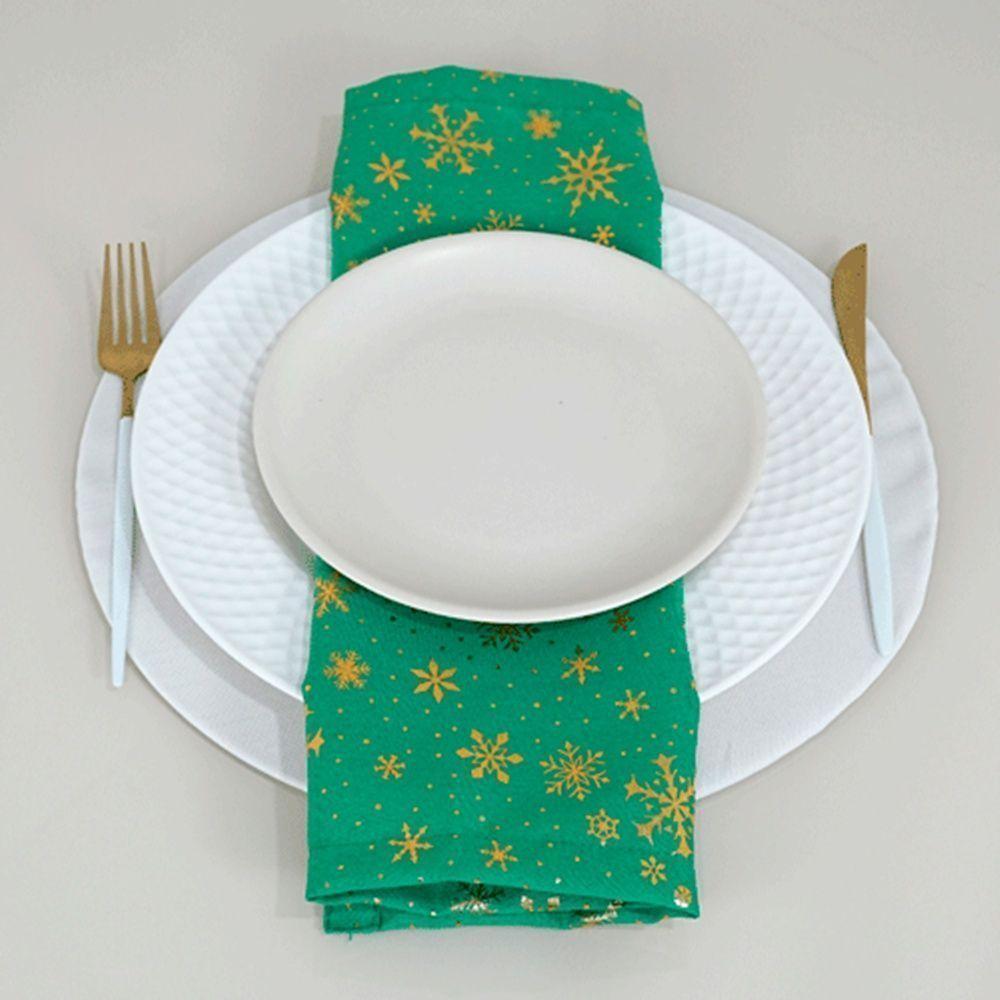 Kit 6 Guardanapos Lumine Natal 42cm X 42cm 100% Poliéster Tecido Oxford - Verde - 4