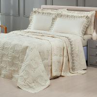 Cobre Leito + Jogo De Cama 7 Peças King Percal 200 Fios Mistral 100% Algodão - Palha - 1