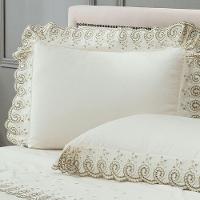 Cobre Leito + Jogo De Cama 7 Peças King Percal 200 Fios Mistral 100% Algodão - Palha