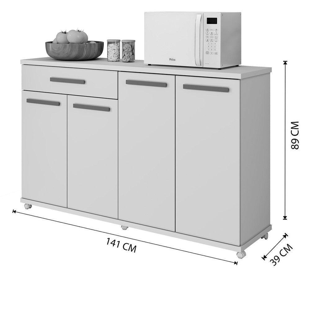 Balcão Campinas Com 4 Portas Arte Móveis Branco - 2