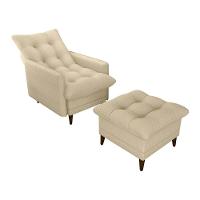 Poltrona De Amamentação Com Puff Montreal Suede Bege Matrix Linho Bege - 2