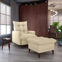 Poltrona De Amamentação Com Puff Montreal Suede Bege Matrix Linho Bege - 8