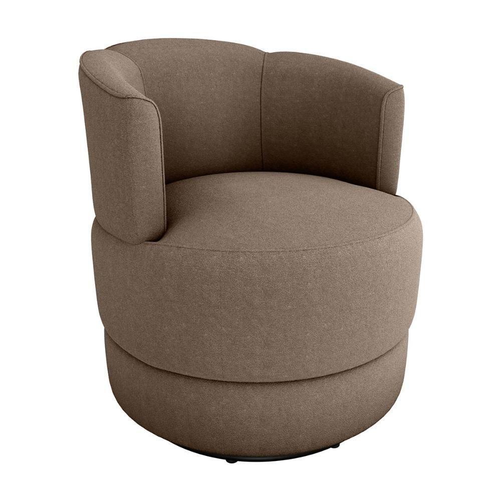 Poltrona Decorativa Giratória Base De Ferro Marselha Boucle Marrom Matrix Boucle Marrom - 1