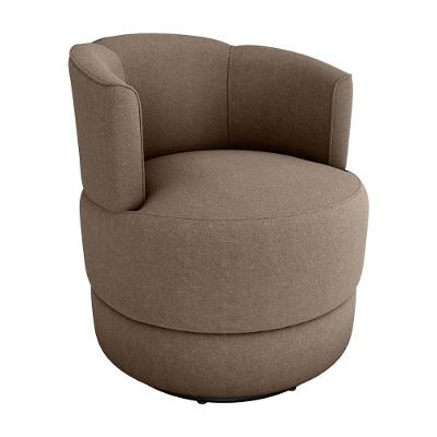 Poltrona Decorativa Giratória Base De Ferro Marselha Boucle Marrom Matrix Boucle Marrom