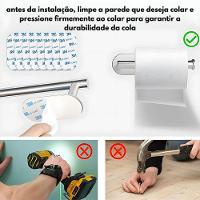 Kit Acessorios Banheiro Aço Inox Autoadesivo 5 Peças Preto - 5