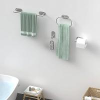 Kit Acessorios Banheiro Aço Inox Autoadesivo 5 Peças Prata - 2