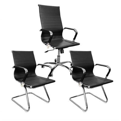 Kit Escritorio Esteira Eames - 1 Giratória + 2 Fixas