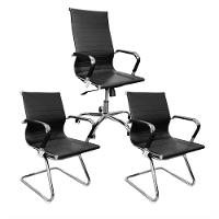 Kit Escritorio Esteira Eames - 1 Giratória + 2 Fixas - 1