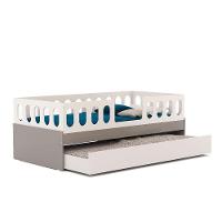 Cama Juvenil Lara Solteiro Com Cama Auxiliar Branco E Cinza - 2