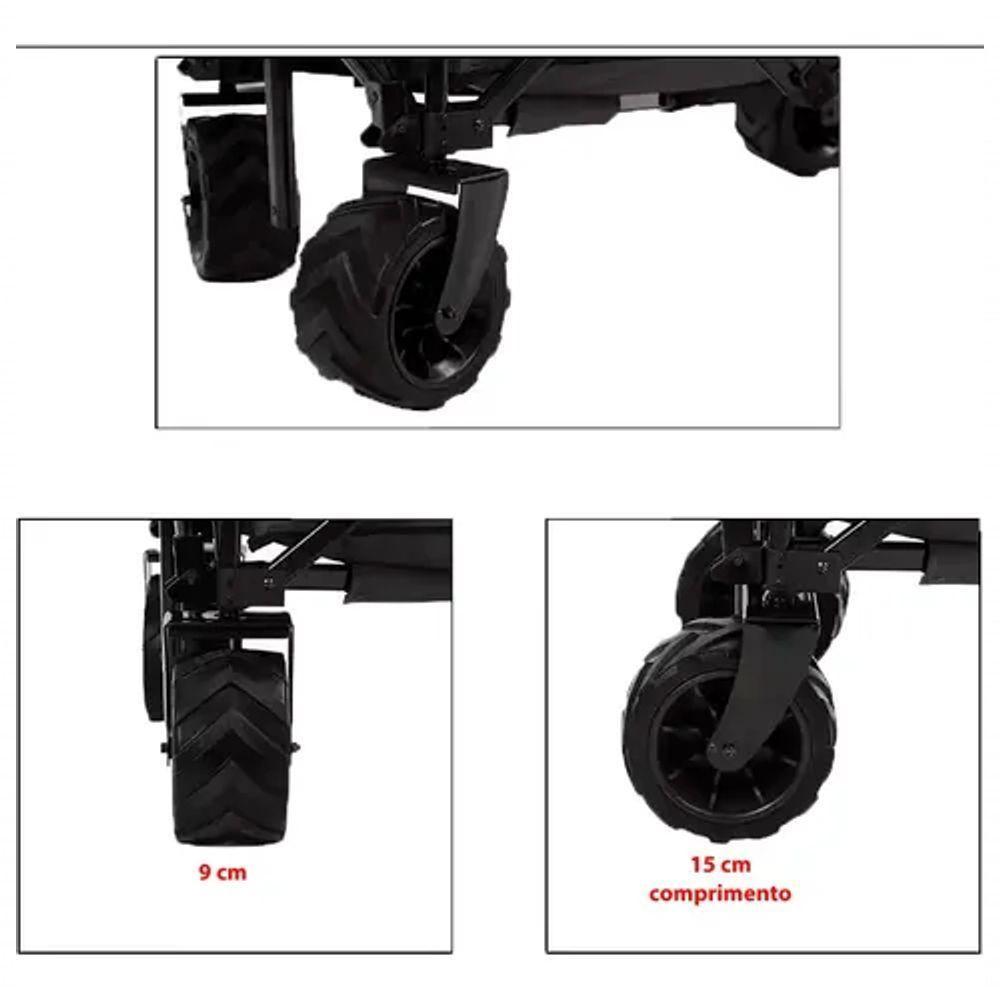 Carrinho De Carga Dobrável Portátil Camping Robusto 150kg - 6