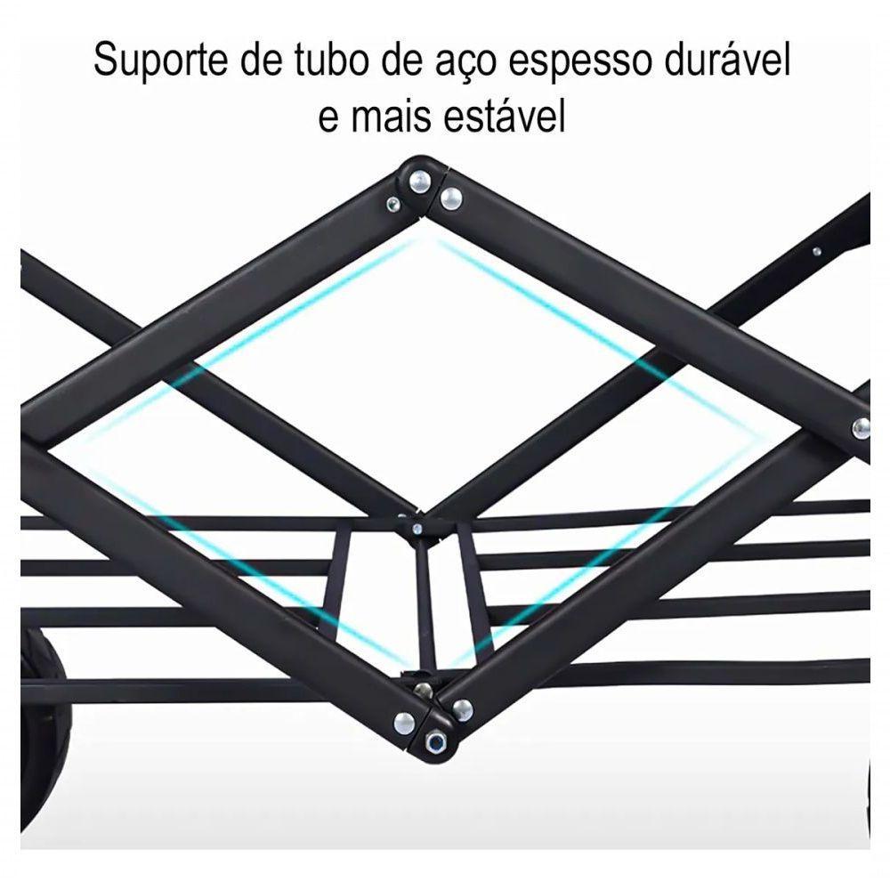 Carrinho De Carga Dobrável Portátil Camping Robusto 150kg - 7