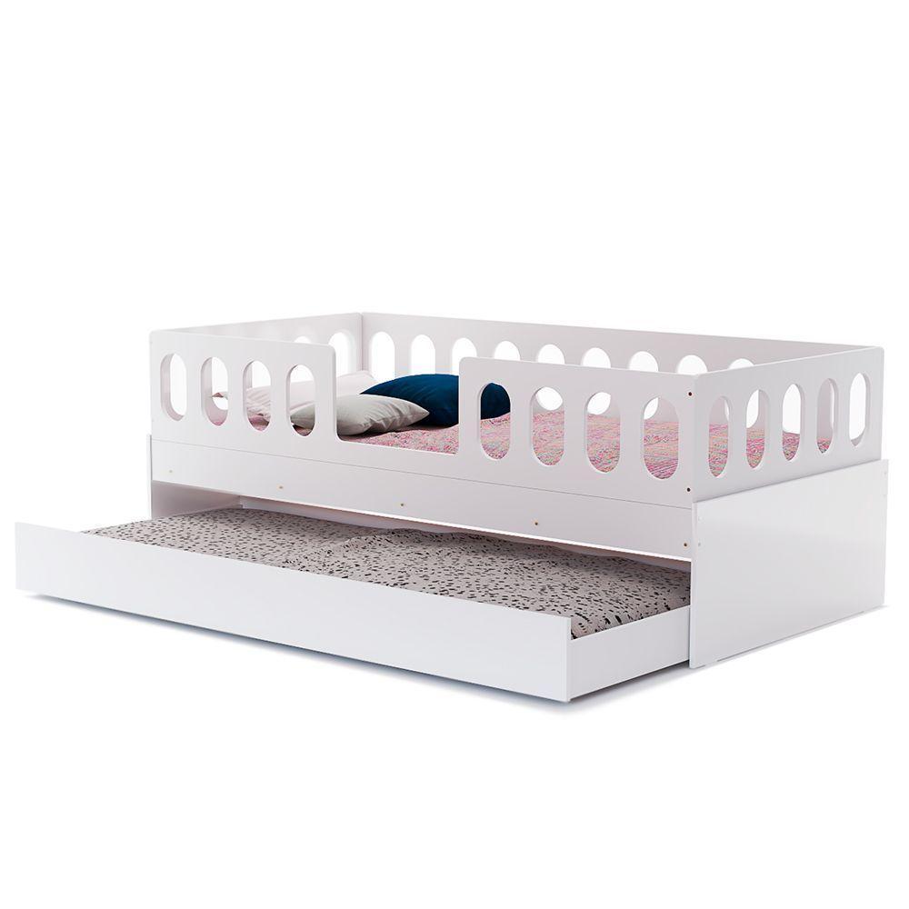 Cama Infantil Lara Solteiro Com Cama Auxiliar Branco - 2