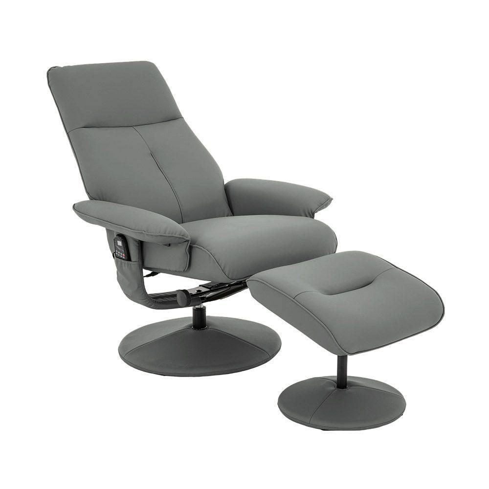 Poltrona Reclinável Elétrica De Massagem Com Apoio De Pés E Giratória Nebraska Pu Fendi G56 - Rivatti - 2