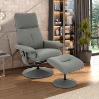 Poltrona Reclinável Elétrica De Massagem Com Apoio De Pés E Giratória Nebraska Pu Fendi G56 - Rivatti - 1