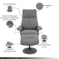 Poltrona Reclinável De Massagem Com Apoio De Pés E Giratória Detroit Pu Fendi G56 - Laura Lar - 3