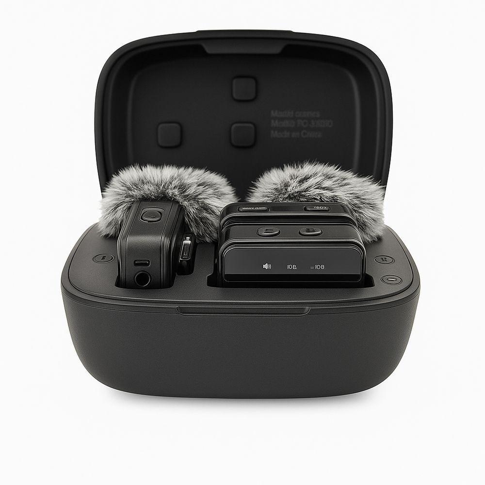 Microfone Lapela Sem Fio Canal Duplo Profissional Estojo Recarregável 100m Alcance - 1