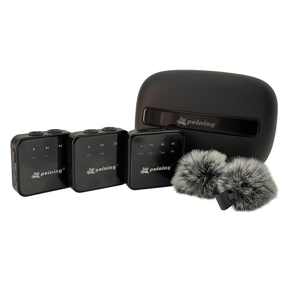 Microfone Lapela Sem Fio Canal Duplo Profissional Estojo Recarregável 100m Alcance - 2