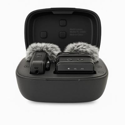 Microfone Lapela Sem Fio Canal Duplo Profissional Estojo Recarregável 100m Alcance