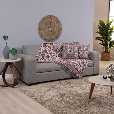 Kit Xale Com Almofadas Grécia Jacquard Dupla Face 5 Peças Variação: Vinho