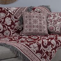 Kit Xale Com Almofadas Grécia Jacquard Dupla Face 5 Peças Variação: Vinho - 3