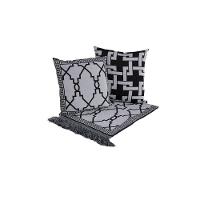 Kit Xale Com Almofadas Grécia Jacquard Dupla Face 5 Peças Variação: Preto - 5