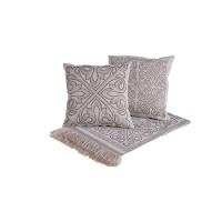 Kit Xale Com Almofadas Grécia Jacquard Dupla Face 5 Peças Variação: Cáqui - 5