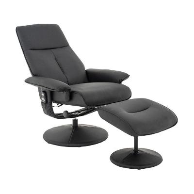 Poltrona Reclinável De Massagem Detroit G56 Giratória Apoio Para Pés Pu Preto Laura Lar