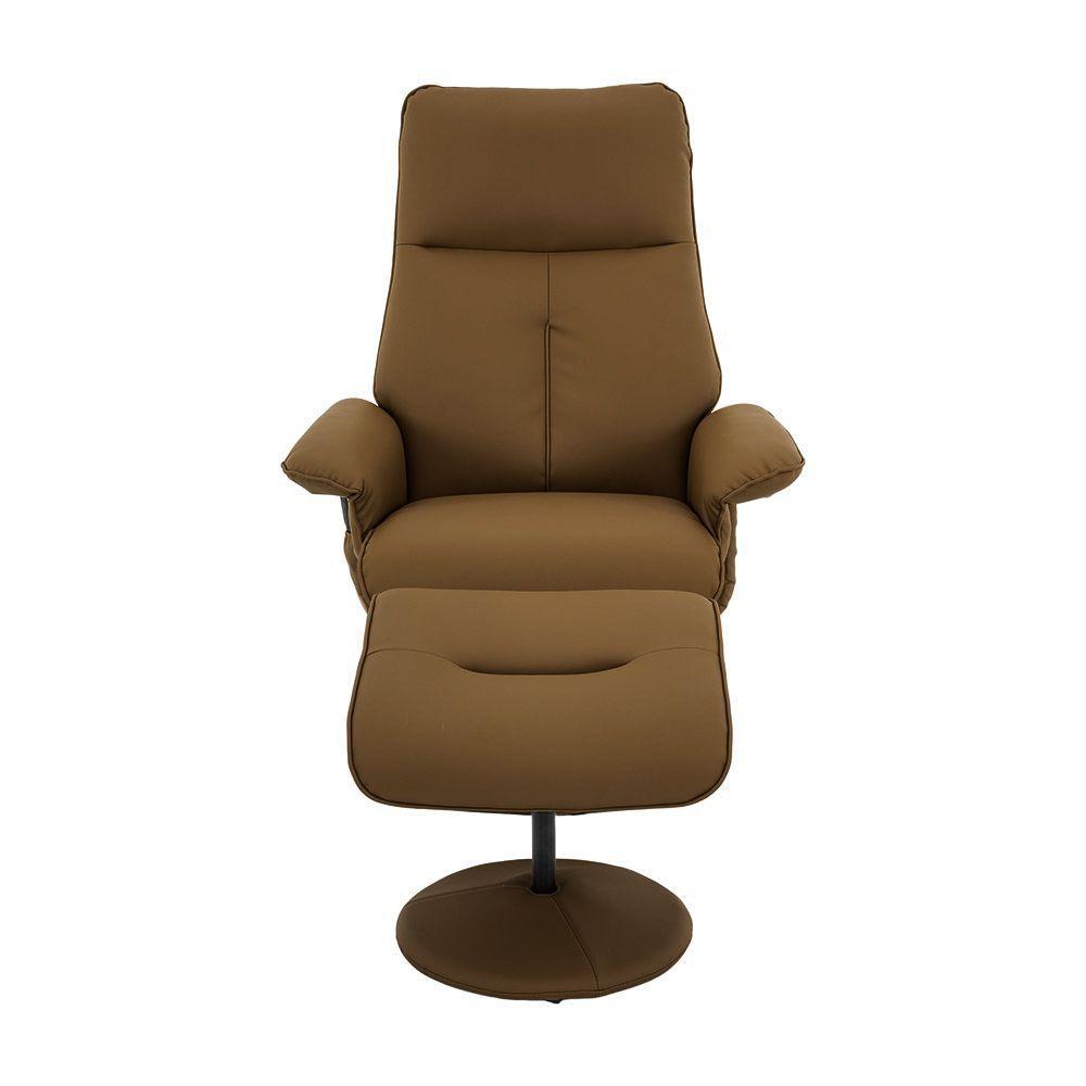 Poltrona Reclinável Elétrica De Massagem Com Apoio De Pés E Giratória Nebraska Pu Caramelo G56 - Rivatti - 5