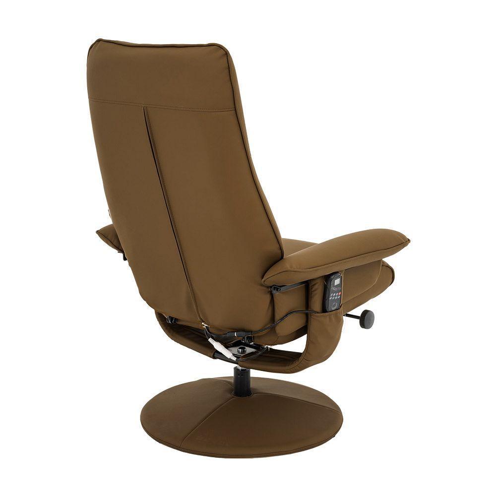 Poltrona Reclinável Elétrica De Massagem Com Apoio De Pés E Giratória Nebraska Pu Caramelo G56 - Rivatti - 7