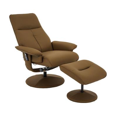 Poltrona Reclinável Elétrica De Massagem Com Apoio De Pés E Giratória Nebraska Pu Caramelo G56 - Rivatti