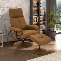 Poltrona Reclinável Elétrica De Massagem Com Apoio De Pés E Giratória Nebraska Pu Caramelo G56 - Rivatti - 2