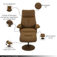 Poltrona Reclinável Elétrica De Massagem Com Apoio De Pés E Giratória Nebraska Pu Caramelo G56 - Rivatti - 3