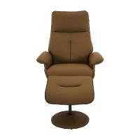 Poltrona Reclinável Elétrica De Massagem Com Apoio De Pés E Giratória Nebraska Pu Caramelo G56 - Rivatti - 5